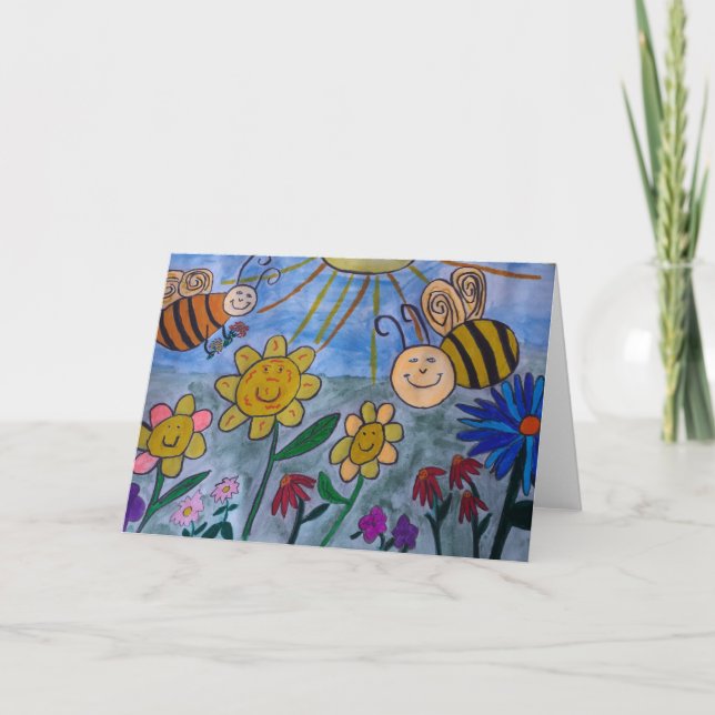 Carte de voeux des abeilles et fleurs de miel (Devant)