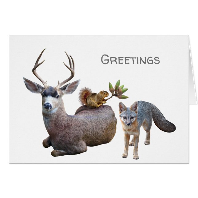Carte de voeux des animaux forestiers (Devant horizontal)