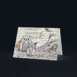 Carte de voeux des hiboux 22<br><div class="desc">Une conception originale,  tirée par la main,  mignonne de hibou a balayé dessus à différents milieux pour faire une carte véritablement unique.  Une grande carte pour des amants de hibou.</div>