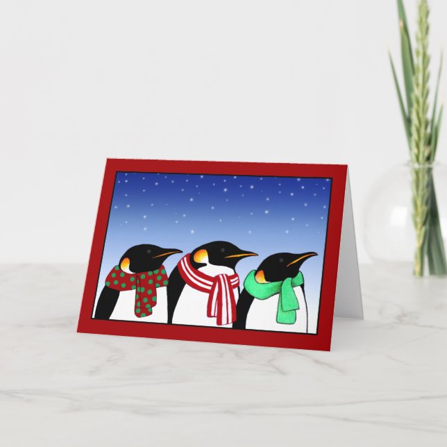 Carte de voeux des pingouins de Noël (Devant)