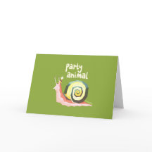 Carte de vœux d'escargot animal de fête (vert)