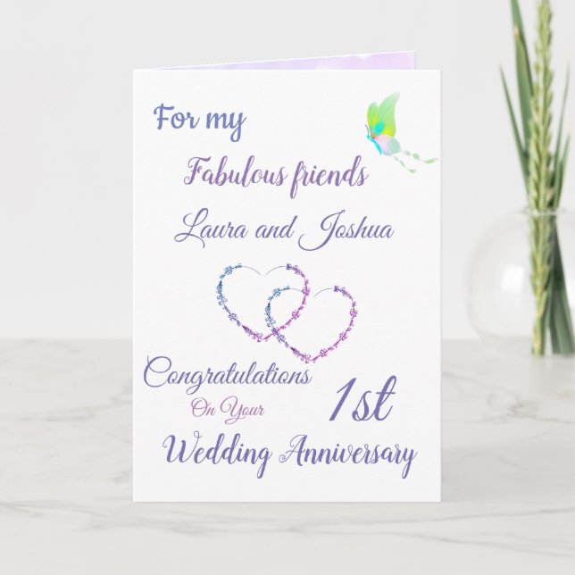 Carte de voeux design pour petits amis 1er anniver (Devant)