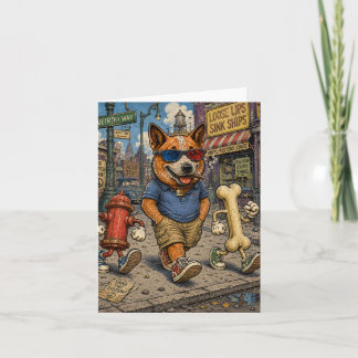 Carte de vœux dessin animé rétro