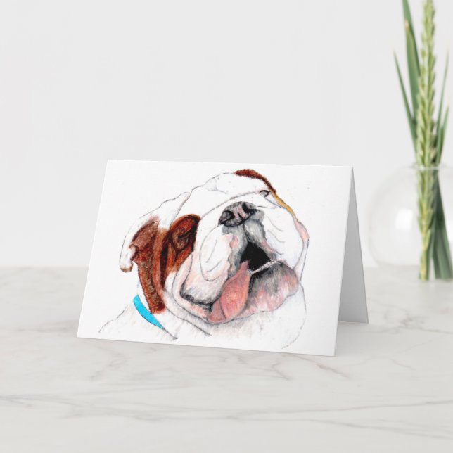 Carte de voeux, dessin de bouledogue (Devant)