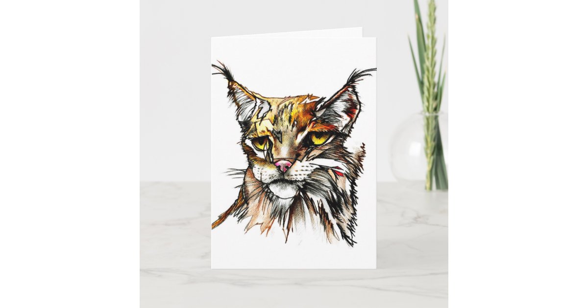 Carte De Voeux Dessin Sauvage De Chat De Linx Zazzle Fr Carte De Voeux Dessin Sauvage De Chat De Linx Zazzle Fr