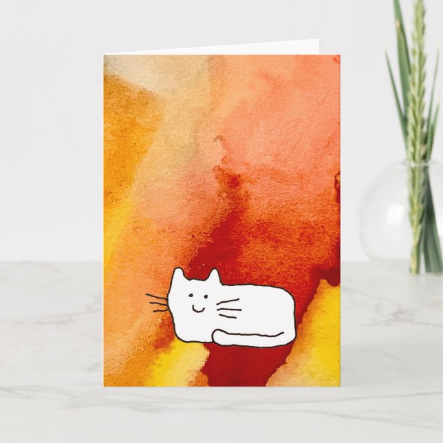Carte de vœux dessinée en ligne de chat de bande d (Devant)