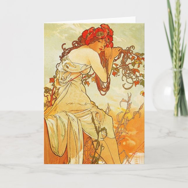 Carte de voeux d'été Alphonse Mucha (Devant)