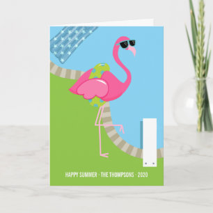 Carte de vœux d'été Flamant Rose Cool