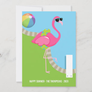 Carte de vœux d'été Flamant Rose Cool