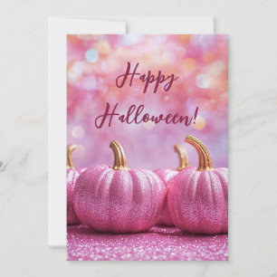 Carte de vœux d'Halloween aux citrouilles roses