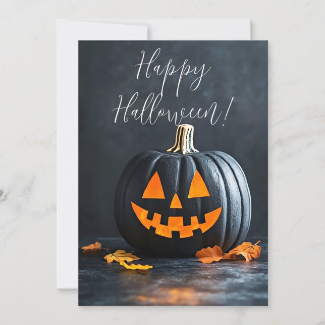 Carte de vœux d'Halloween aux citrouilles rustique (Devant)