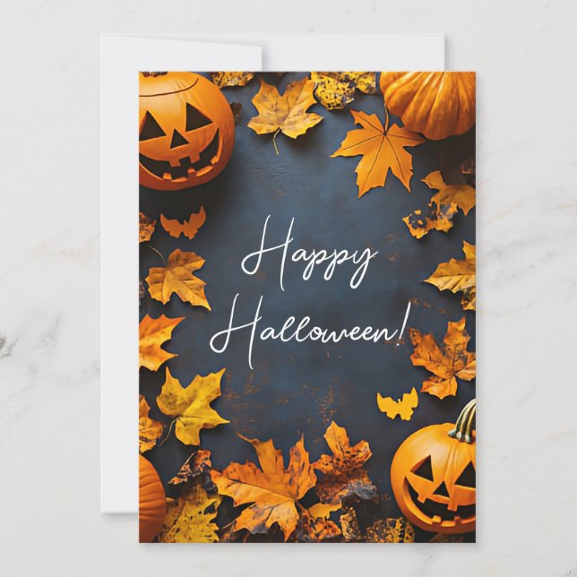 Carte de vœux d'Halloween aux citrouilles rustique (Devant)