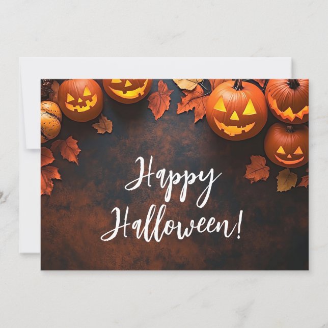 Carte de vœux d'Halloween aux citrouilles rustique (Devant)