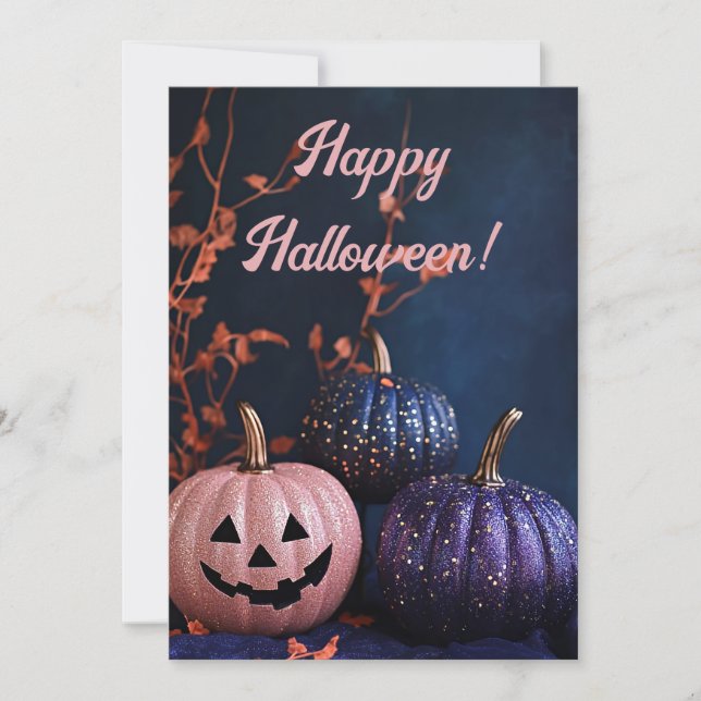 Carte de vœux d'Halloween avec citrouilles (Devant)