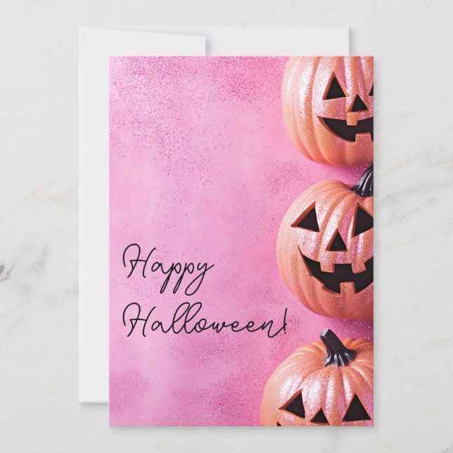 Carte de vœux d'Halloween avec citrouilles (Devant)
