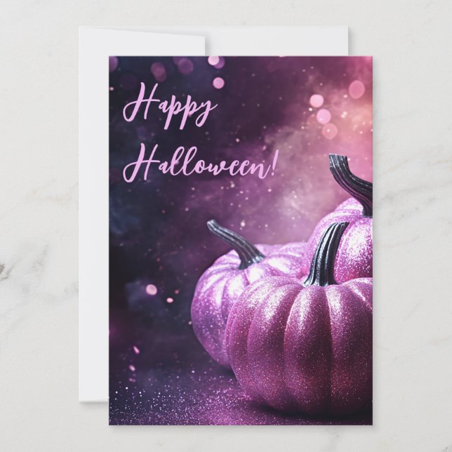 Carte de vœux d'Halloween avec citrouilles (Devant)