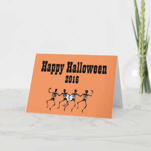 Carte de voeux d'Halloween avec crâne dansant