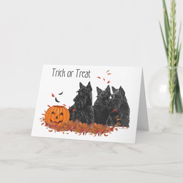 Carte de vœux d'Halloween avec Terrier Écossais (Devant)