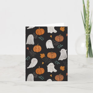 Carte de vœux d'Halloween – Fantômes, citrouilles