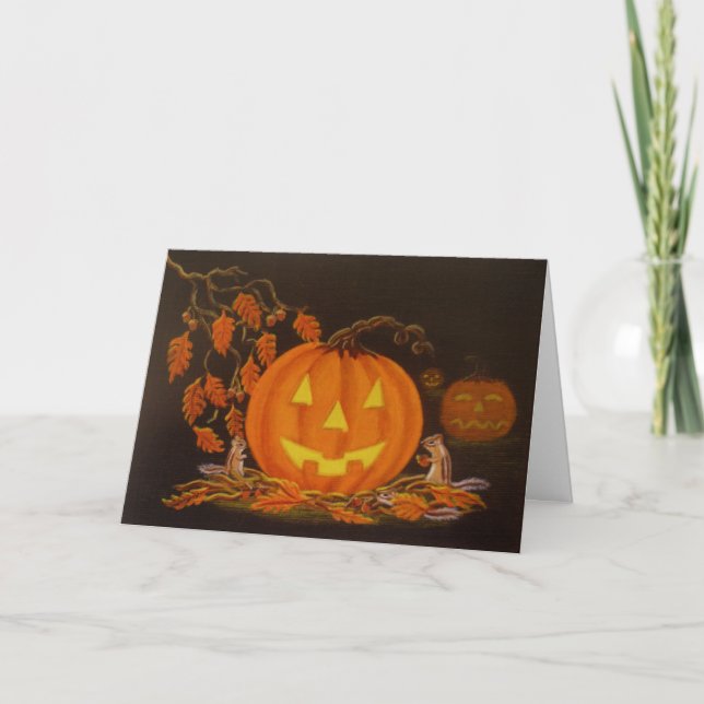 Carte de voeux d'Halloween, Jack-O-Lantern, chipmu (Devant)