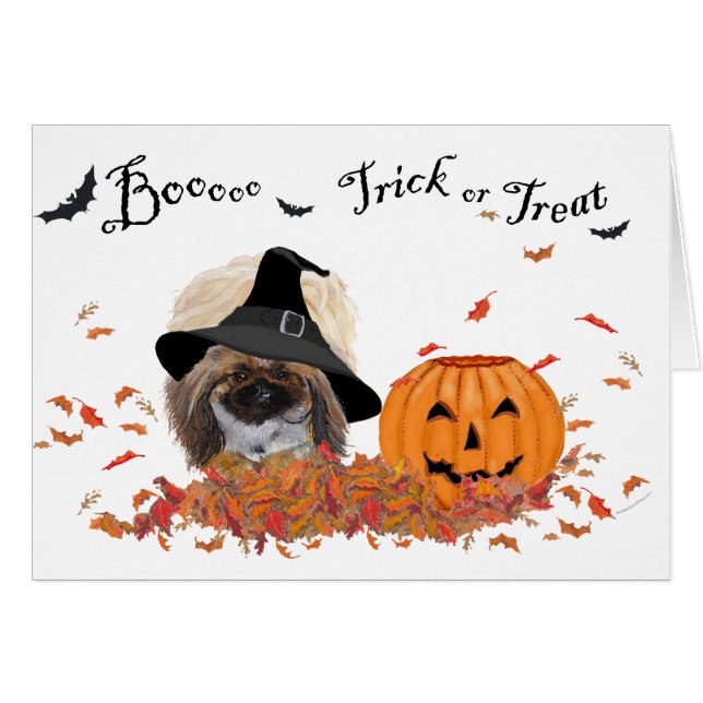 Carte de voeux d'Halloween Pekingese (Devant horizontal)