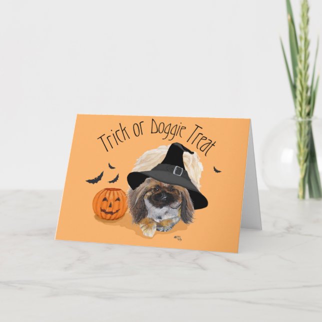 Carte de voeux d'Halloween Pekingese (Devant)