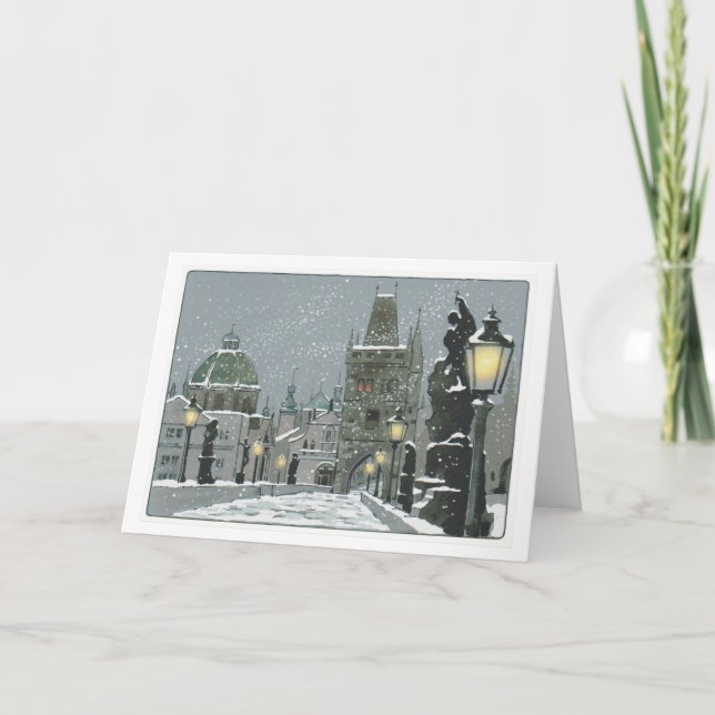 Carte de voeux d'hiver de pont de Charles (Devant)