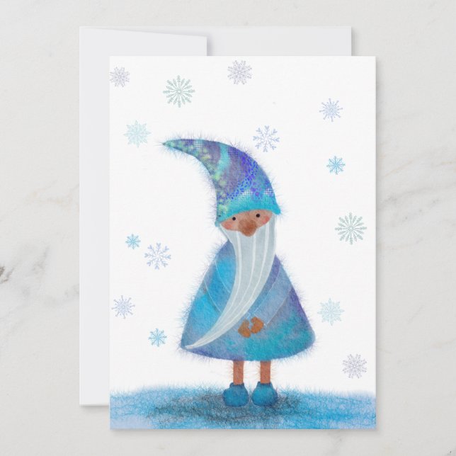 Carte de vœux d'hiver Gnome pour les fêtes (Devant)