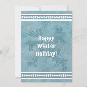 Carte de vœux d'hiver Southwest Deer Blue Flat Hol
