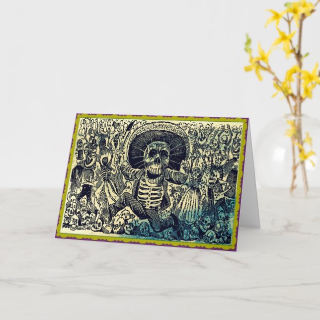 Carte de voeux Dia De Los Muertos (Fleur jaune)