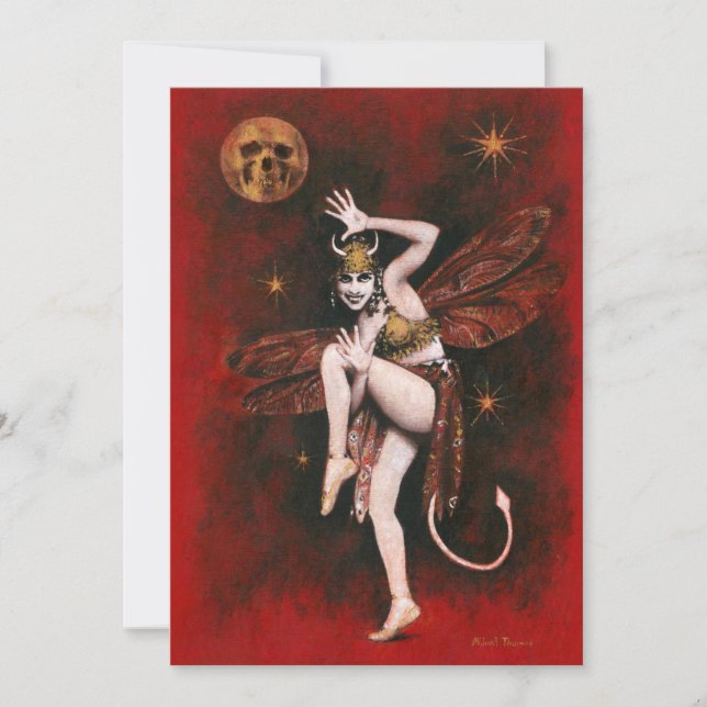 Carte de voeux diabolique de la vintage dame (Devant)