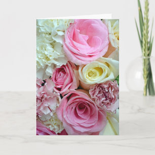 Carte de voeux d'impression de roses roses et