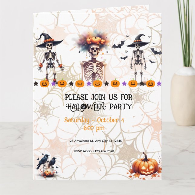 Carte de voeux d'invitation à la fête d'Halloween (Devant)