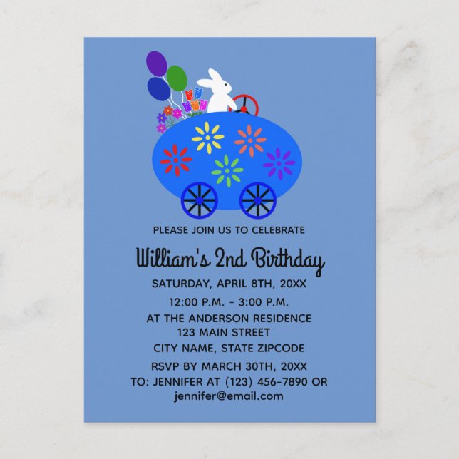 Carte de vœux d'invitation Lapin de anniversaire E (Devant)