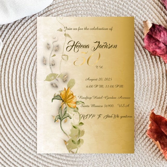 Carte de vœux d'invitation pour 50e anniversaire e (Créateur téléchargé)