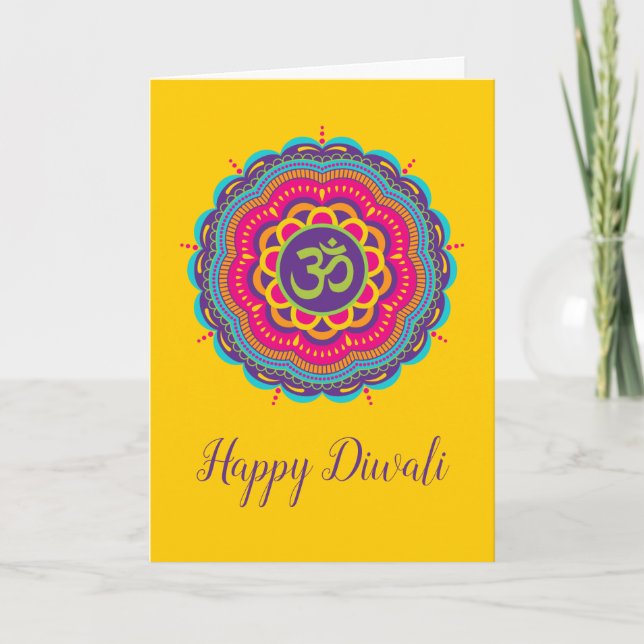 Carte de voeux Diwali en Mandala couleur vive (Devant)