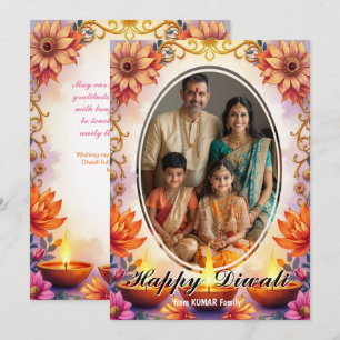 Carte de vœux Diwali Famille Éclatante en aquarell