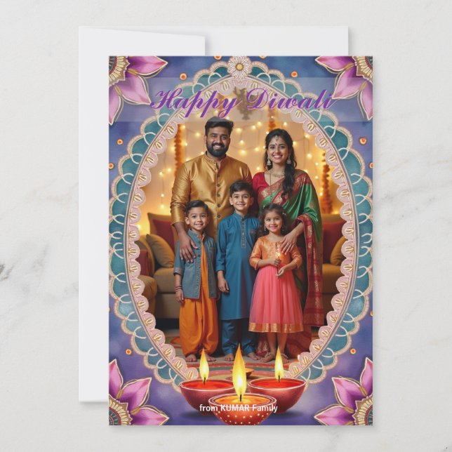 Carte de vœux Diwali Lotus Luxe (Devant)