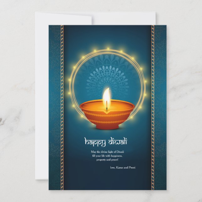 Carte de voeux Diwali Oil Lamp (Devant)