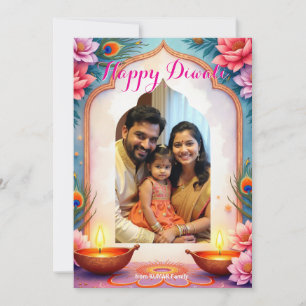 Carte de vœux Diwali Peacock Glow
