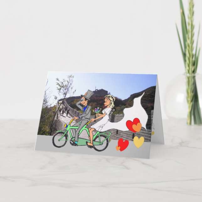 Carte de vœux DIY mariage mur chinois (Devant)