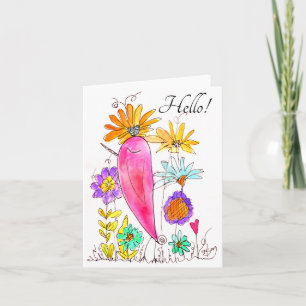 Carte de voeux d'oiseaux et de fleurs d'aquarelle