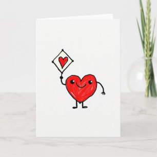 Carte de vœux doodle cœur heureux