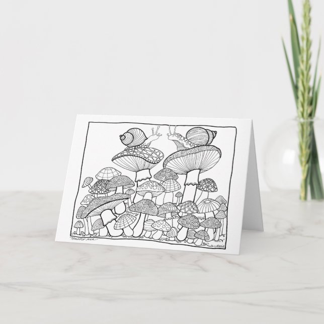 Carte de voeux - Doodle de champignons (Devant)