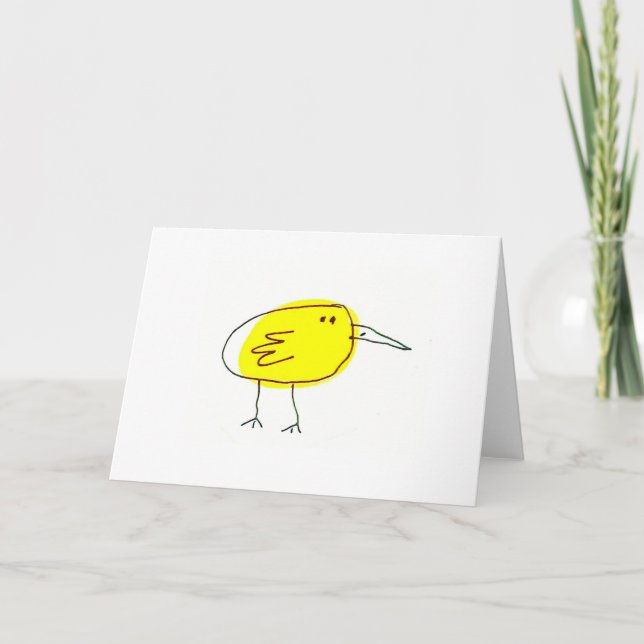 Carte de vœux doodle d'oiseau jaune drôle (Devant)
