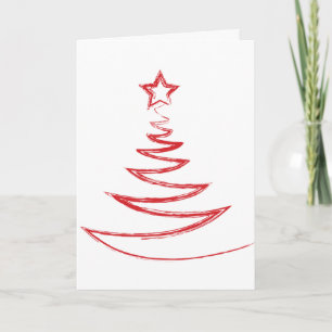 Carte de voeux—Doodle rouge sapin de Noël