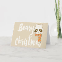 Carte de voeux d'ours panda de Noël de Beary