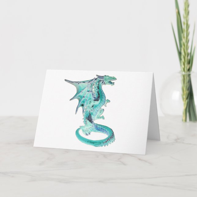 Carte de vœux Dragon bleu ciel - Dragon céleste fa (Devant)