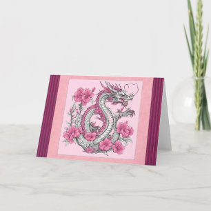 Carte de vœux Dragon Fleur