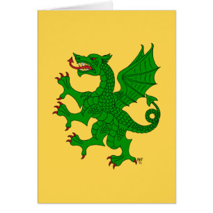 Carte de voeux Dragon Rampant Vert